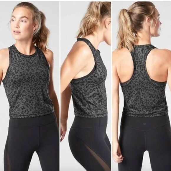 Athleta Shanti Crop Leopard Tank Size S - Picture 1 of 5
